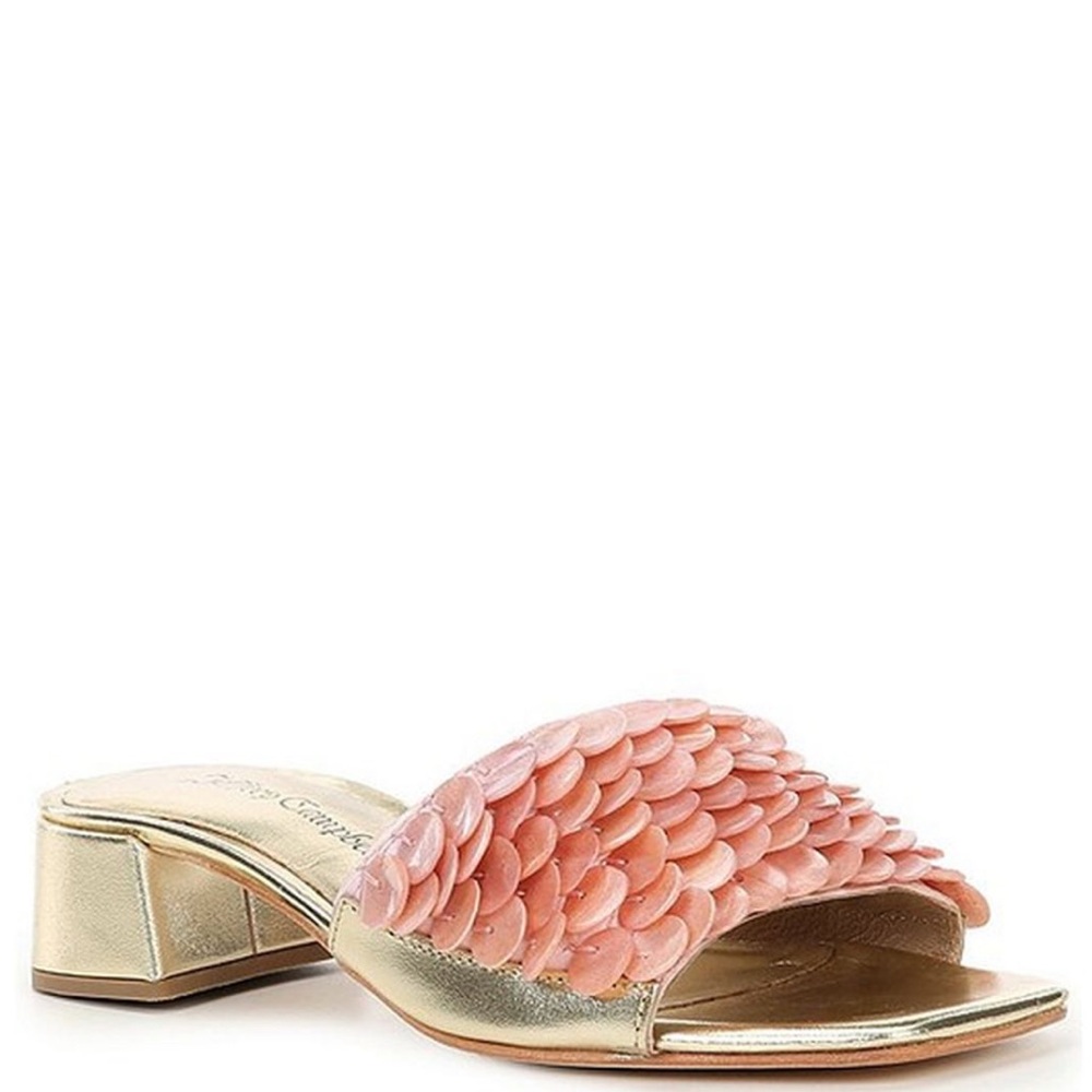 NEW JEFFREY CAMPBELL fishy scale embellished kitten block slides size 37